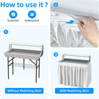 Portable Double-Layer Folding Cooler Table with Drain Keep