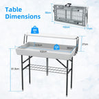 Portable Double-Layer Folding Cooler Table with Drain Keep