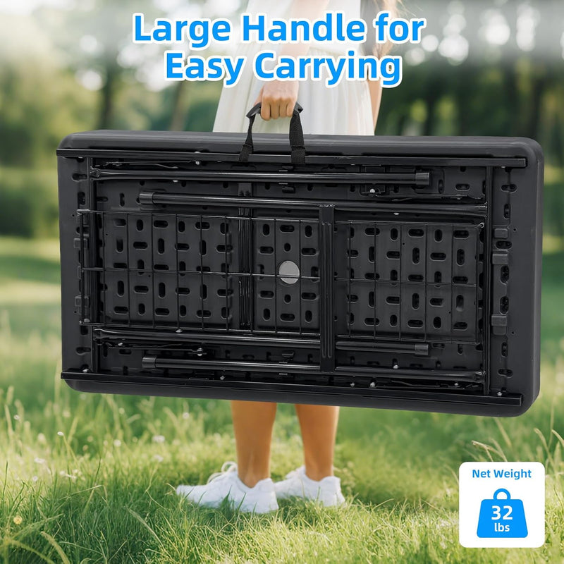 Portable Double-Layer Folding Cooler Table with Drain Keep