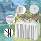 Portable Double-Layer Folding Cooler Table with Drain Keep