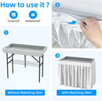 Portable Double-Layer Folding Cooler Table with Drain Keep