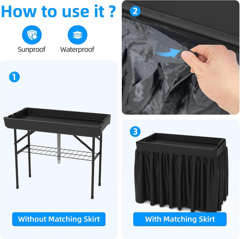 Portable Double-Layer Folding Cooler Table with Drain Keep