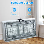 Portable Double-Layer Folding Cooler Table with Drain Keep