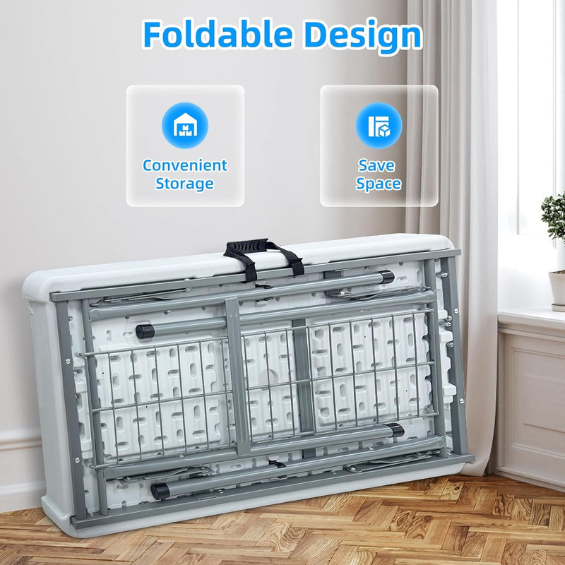 Portable Double-Layer Folding Cooler Table with Drain Keep