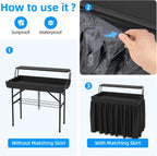 Portable Double-Layer Folding Cooler Table with Drain Keep