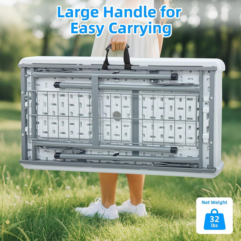 Portable Double-Layer Folding Cooler Table with Drain Keep
