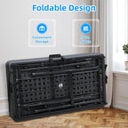 Portable Double-Layer Folding Cooler Table with Drain Keep