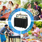 Portable Double-Layer Folding Cooler Table with Drain Keep