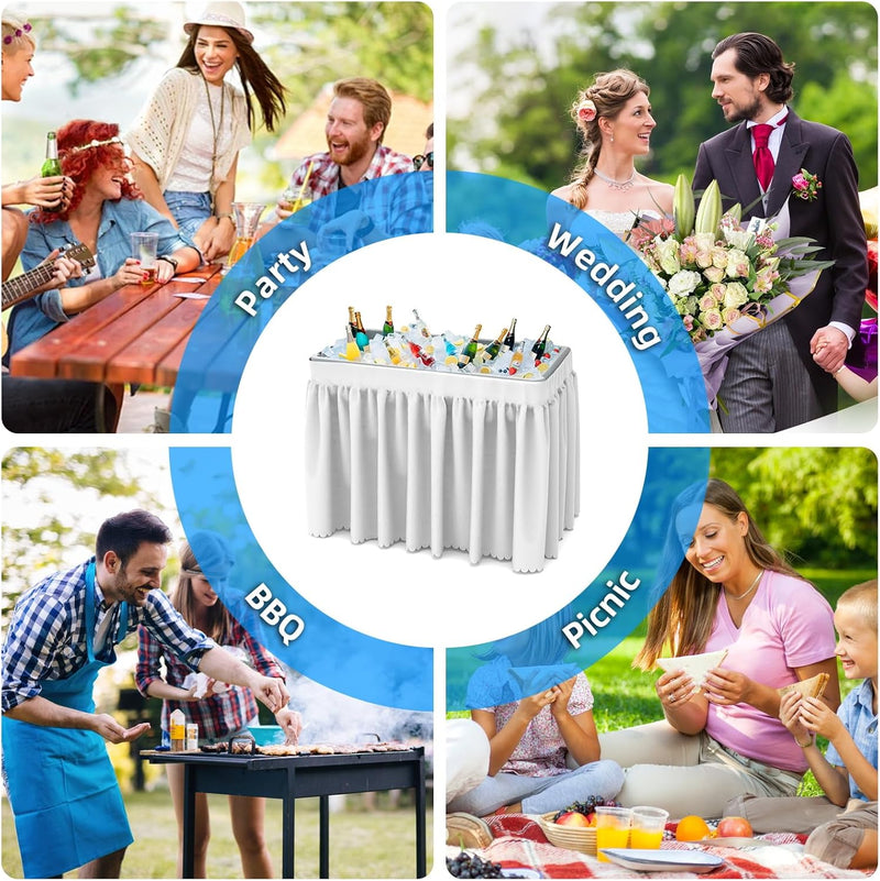Portable Double-Layer Folding Cooler Table with Drain Keep
