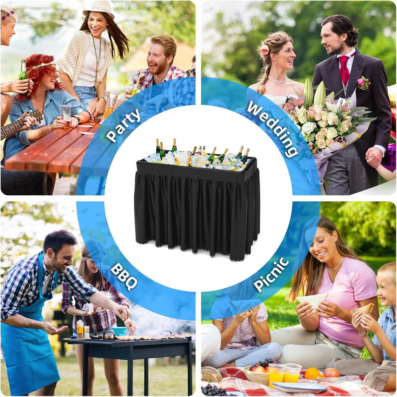 Portable Double-Layer Folding Cooler Table with Drain Keep