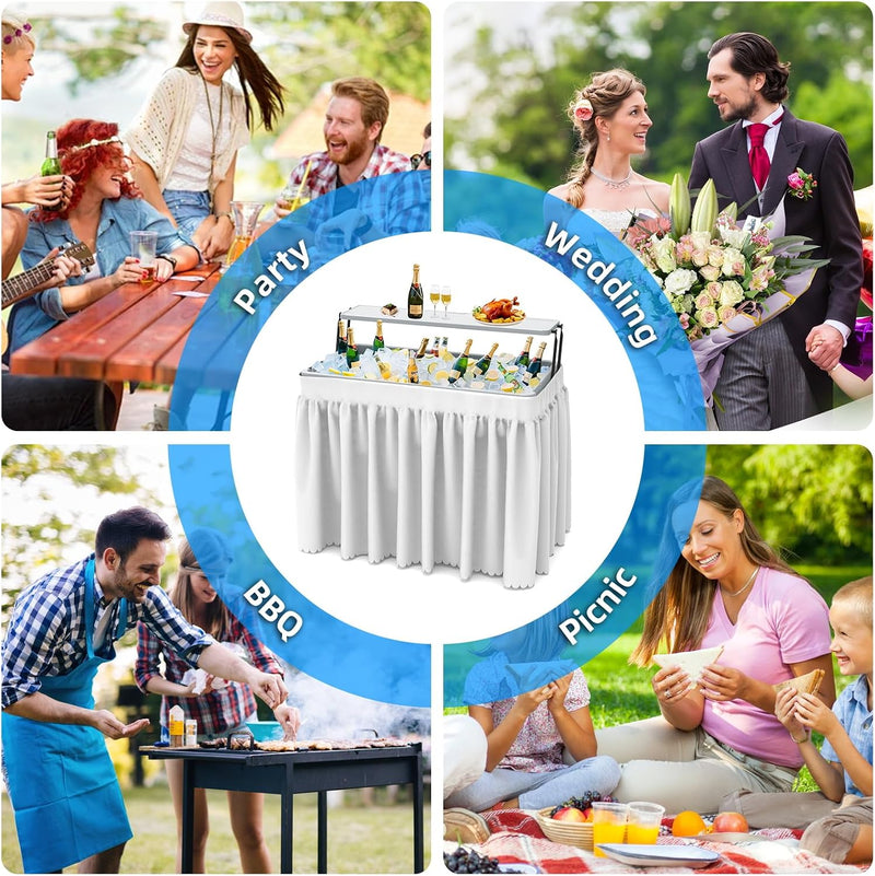 Portable Double-Layer Folding Cooler Table with Drain Keep