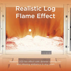 Portable Electric Double Door Fireplace Heater with Realistic