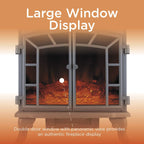 Portable Electric Double Door Fireplace Heater with Realistic