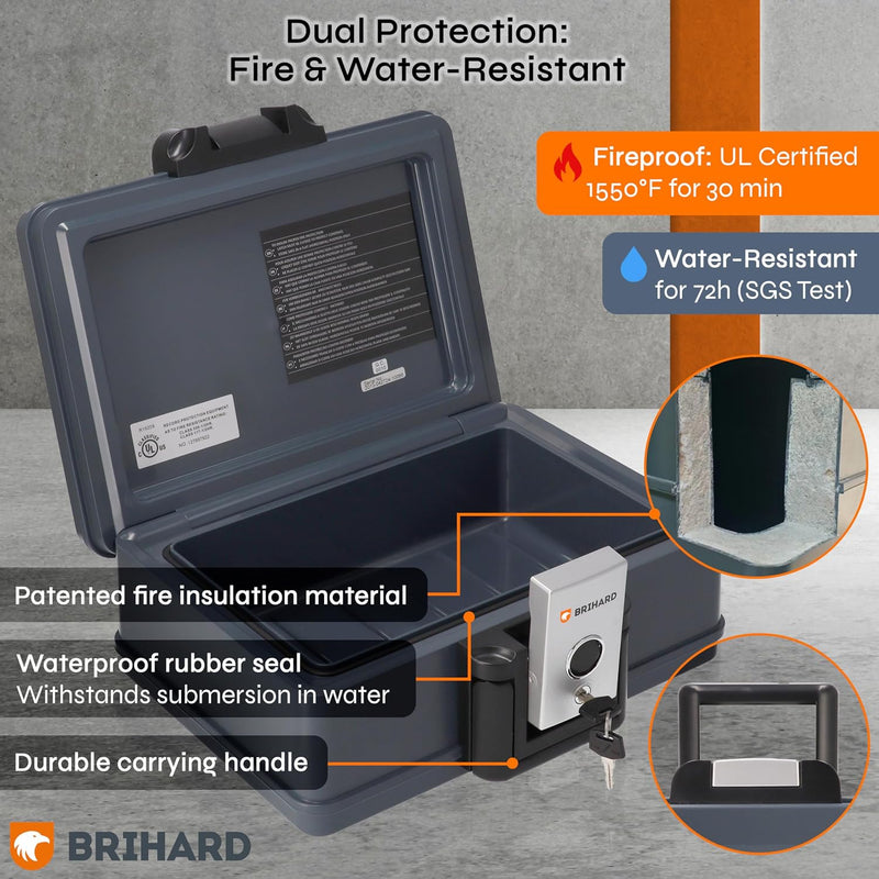 Portable Fire Chest A5 Waterproof Fireproof Lockable Storage