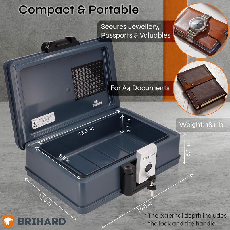 Portable Fire Chest A5 Waterproof Fireproof Lockable Storage