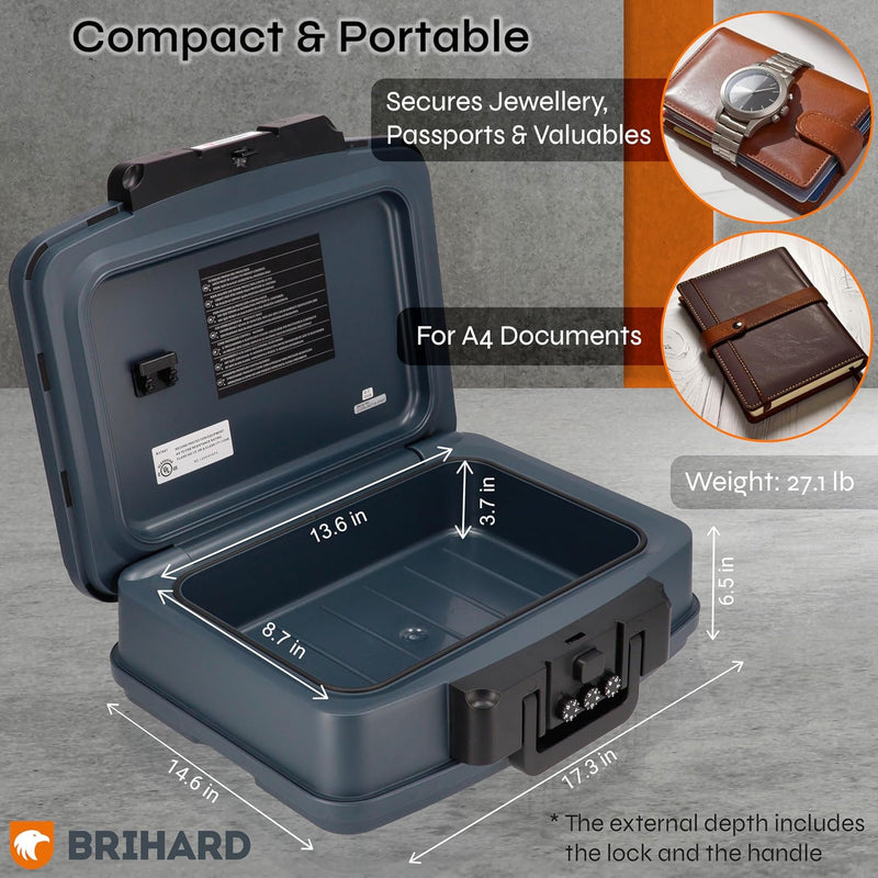 Portable Fire Chest A5 Waterproof Fireproof Lockable Storage