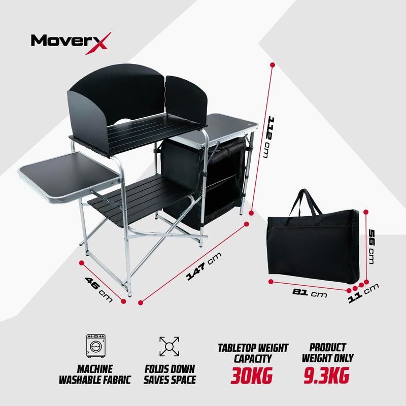 Portable Fold-Up Camping Kitchen with Windscreen Pop Up