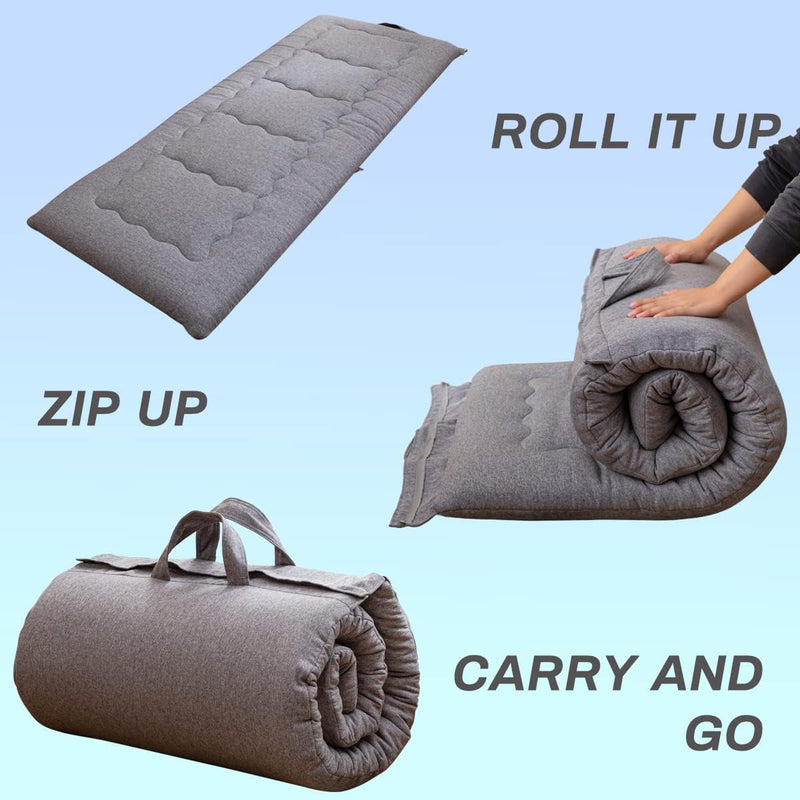 Portable Foldable Futon Mattress Hypoallergenic Fabric