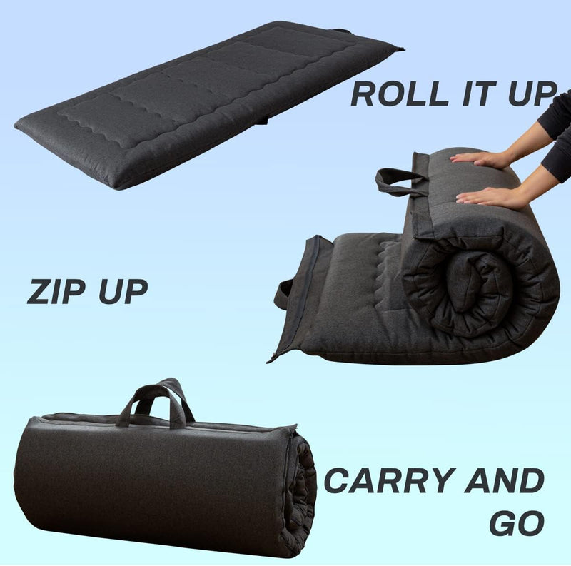 Portable Foldable Futon Mattress Hypoallergenic Fabric