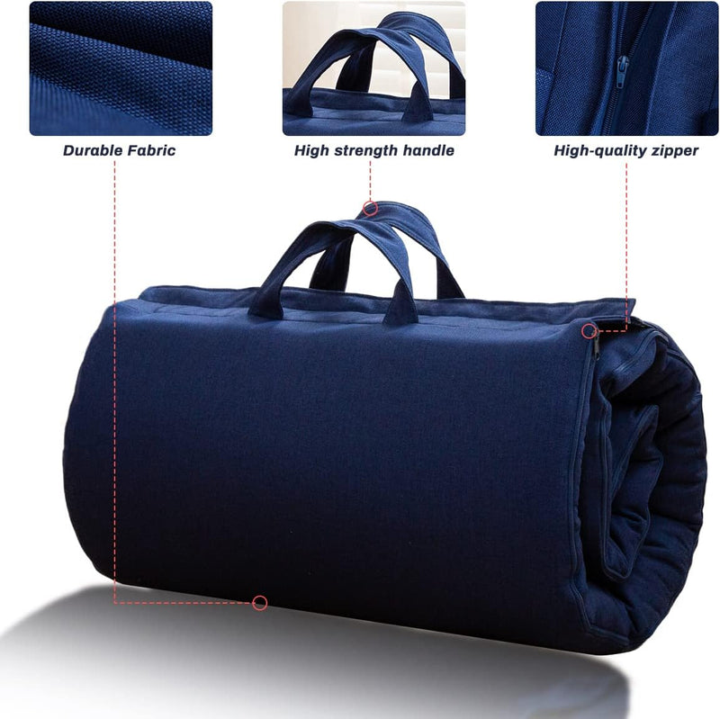 Portable Foldable Futon Mattress Hypoallergenic Fabric