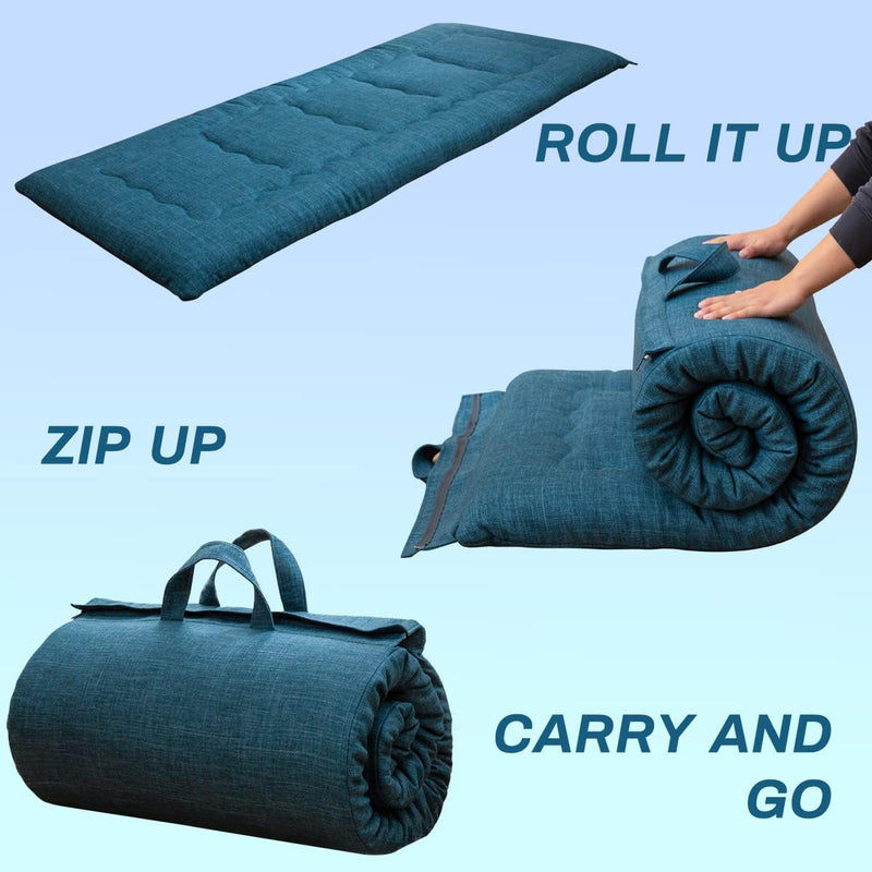 Portable Foldable Futon Mattress Hypoallergenic Fabric