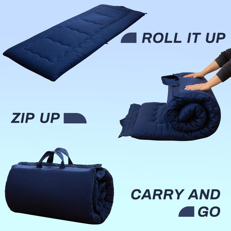 Portable Foldable Futon Mattress Hypoallergenic Fabric