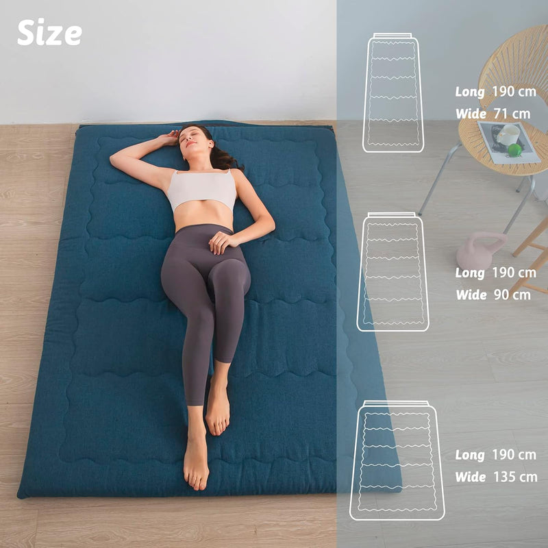 Portable Foldable Futon Mattress Hypoallergenic Fabric