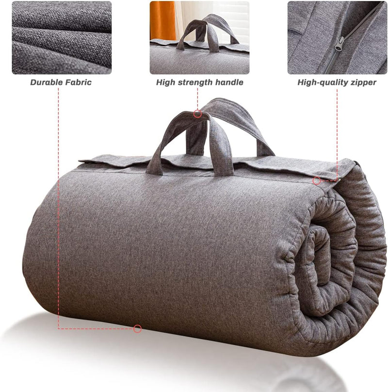 Portable Foldable Futon Mattress Hypoallergenic Fabric
