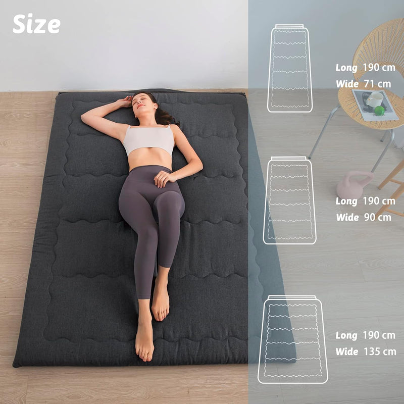 Portable Foldable Futon Mattress Hypoallergenic Fabric