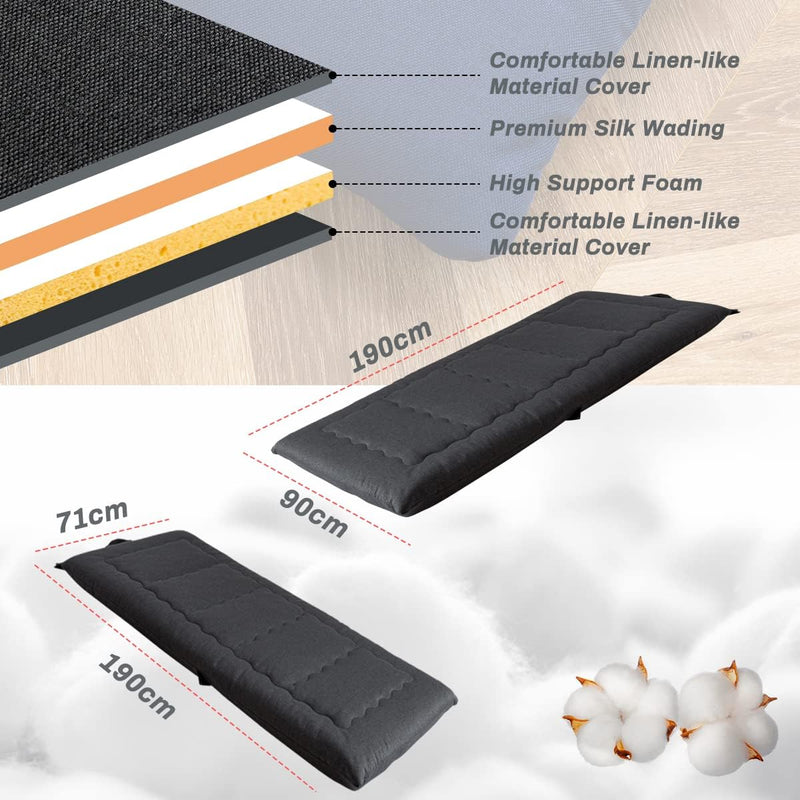 Portable Foldable Futon Mattress Hypoallergenic Fabric