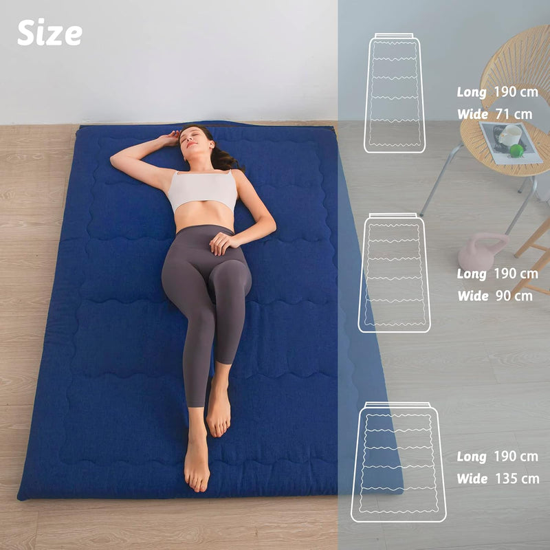 Portable Foldable Futon Mattress Hypoallergenic Fabric