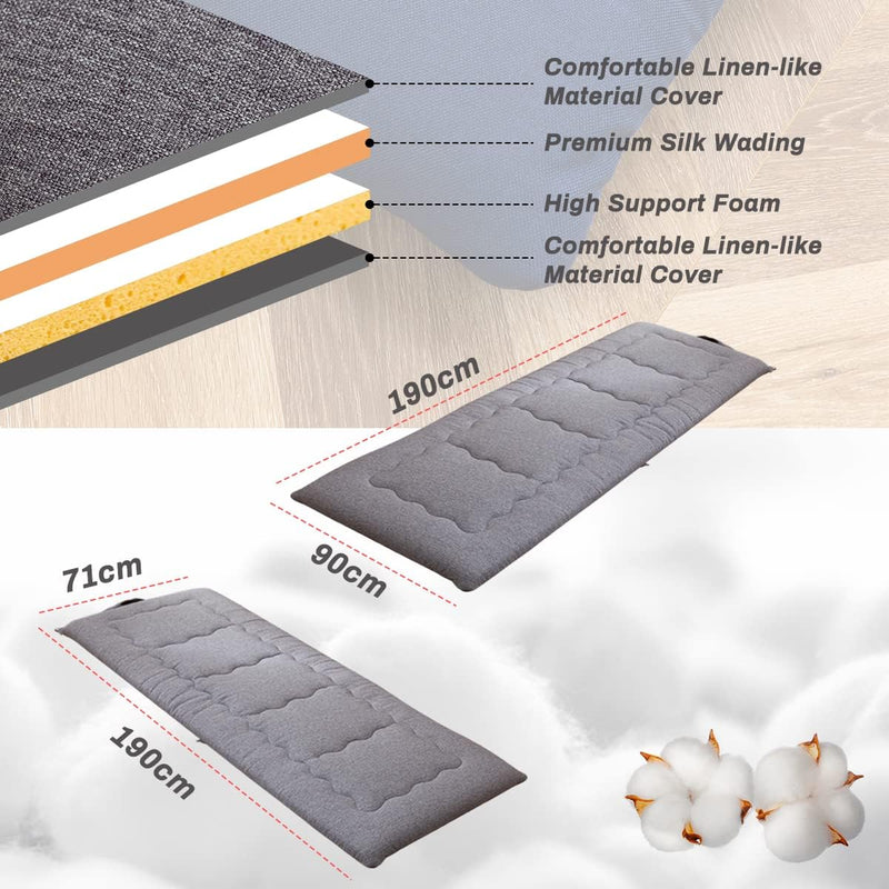 Portable Foldable Futon Mattress Hypoallergenic Fabric