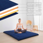 Portable Foldable Futon Mattress Hypoallergenic Fabric