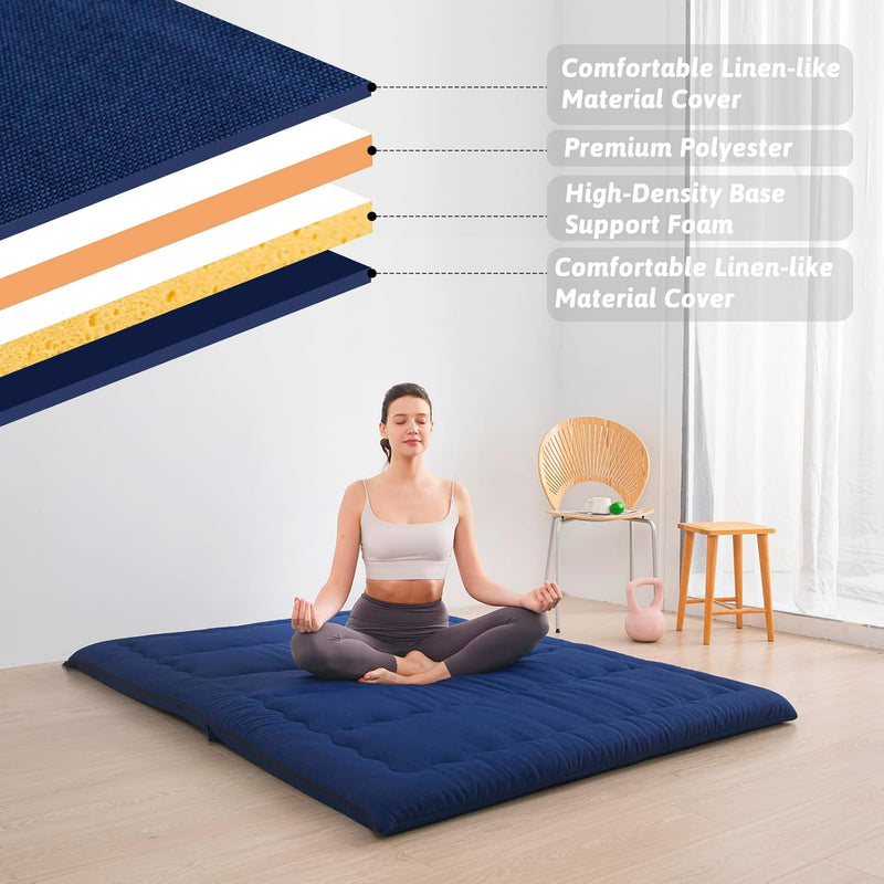 Portable Foldable Futon Mattress Hypoallergenic Fabric