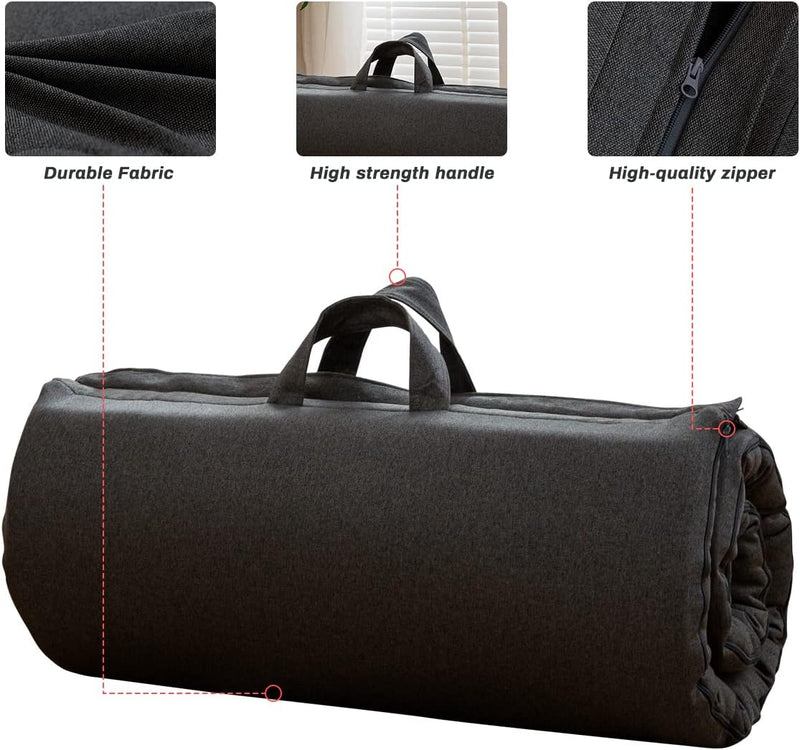Portable Foldable Futon Mattress Hypoallergenic Fabric