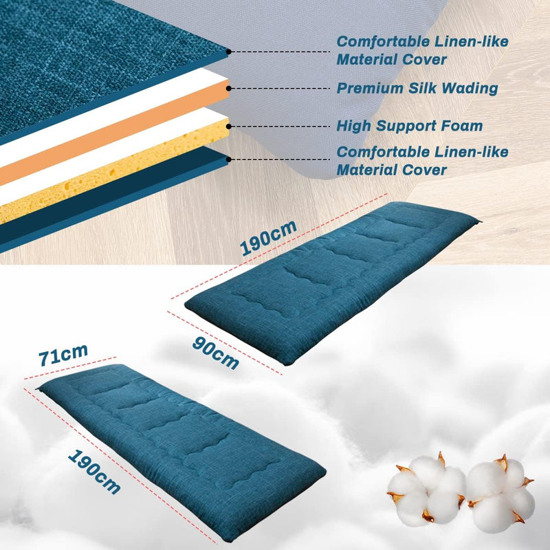 Portable Foldable Futon Mattress Hypoallergenic Fabric