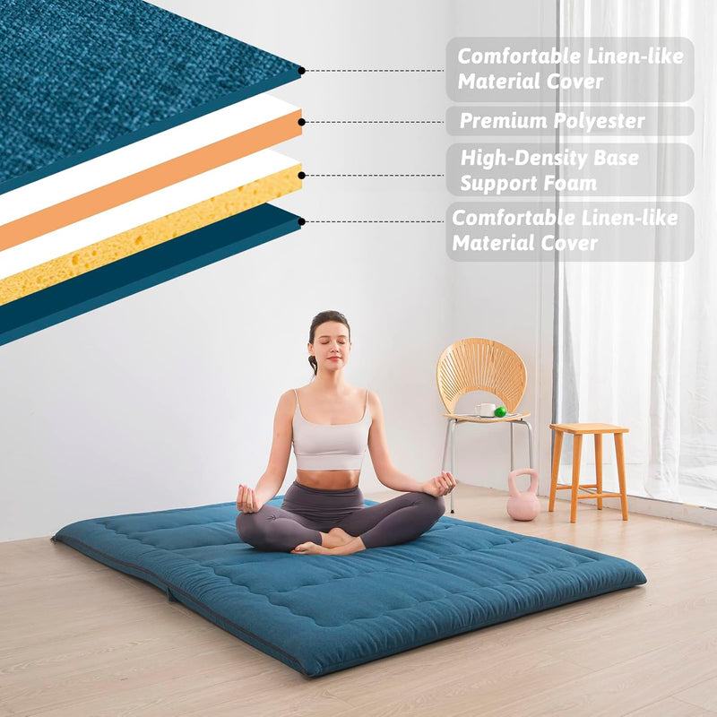 Portable Foldable Futon Mattress Hypoallergenic Fabric