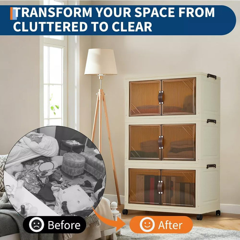 Portable Folding Wardrobe 1 Hanging + 2 Boxes