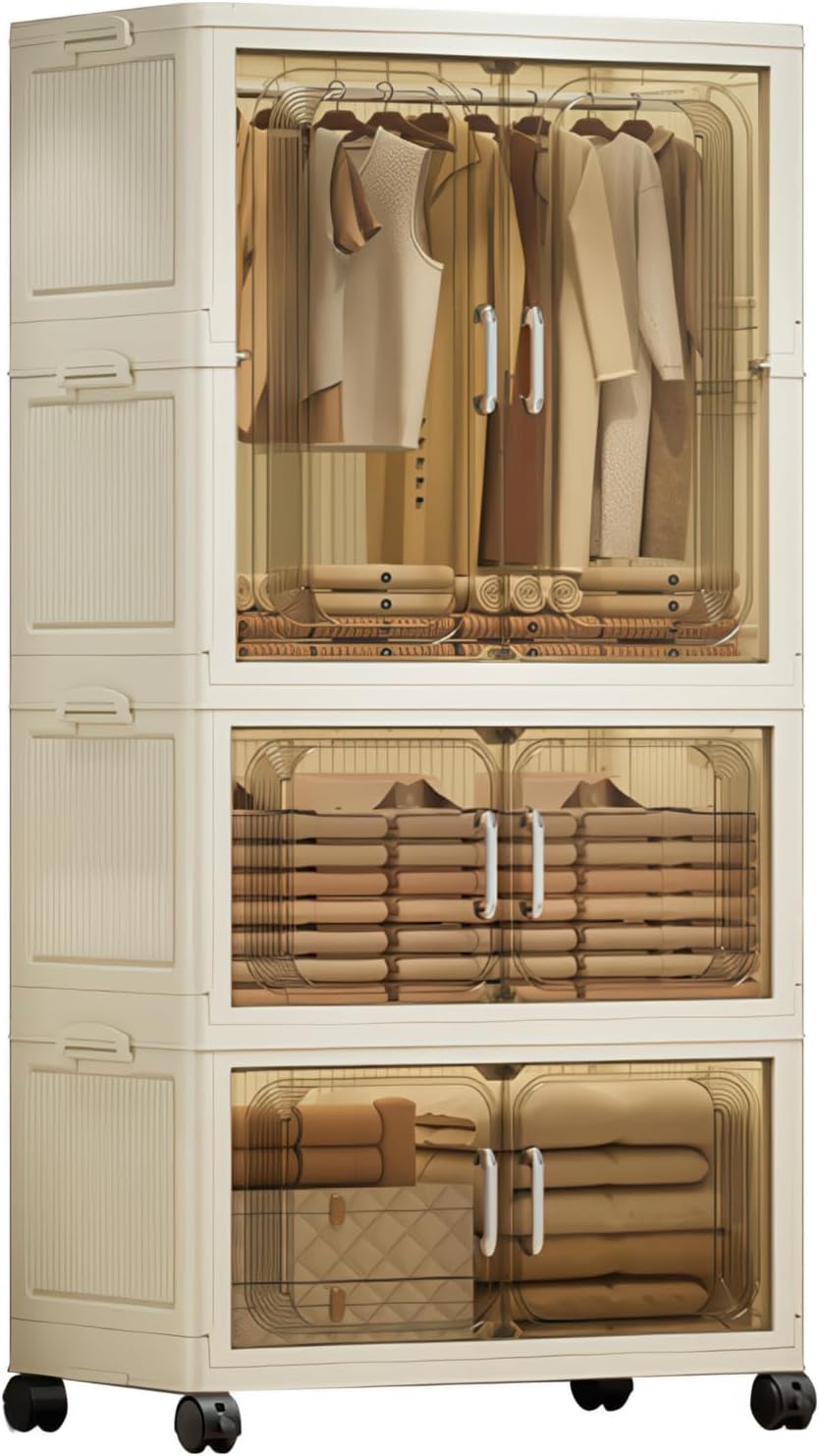 Portable Folding Wardrobe 1 Hanging + 2 Boxes