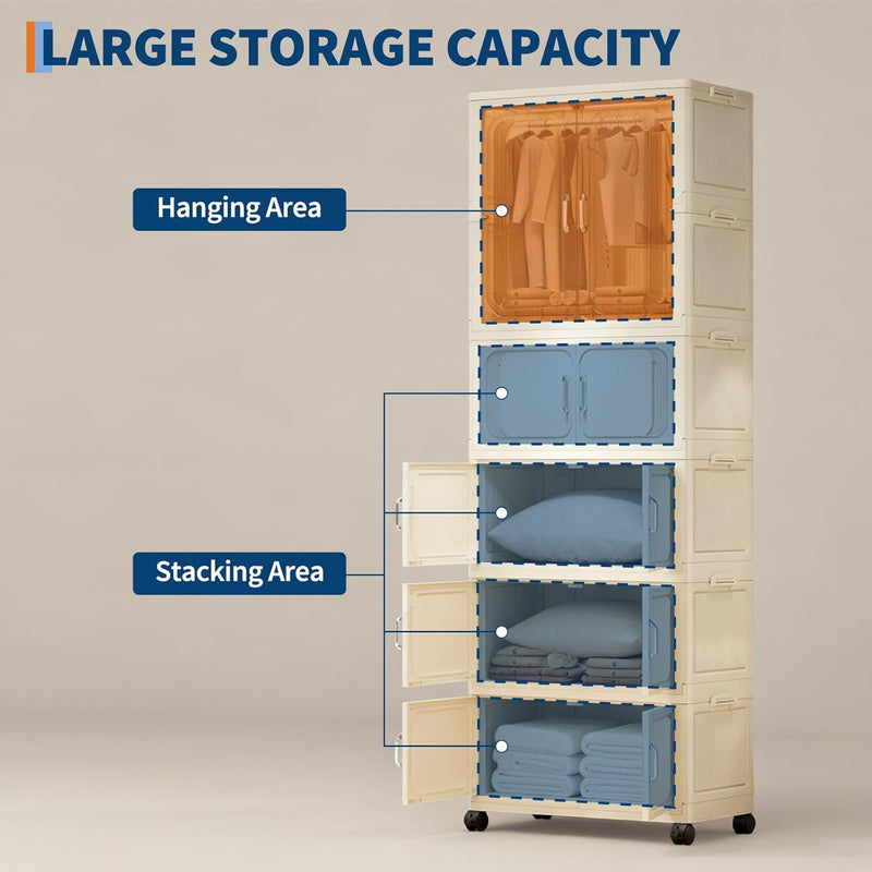 Portable Folding Wardrobe 1 Hanging + 2 Boxes