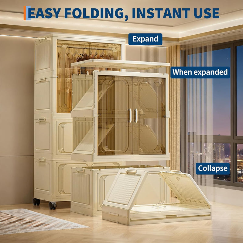 Portable Folding Wardrobe 1 Hanging + 2 Boxes