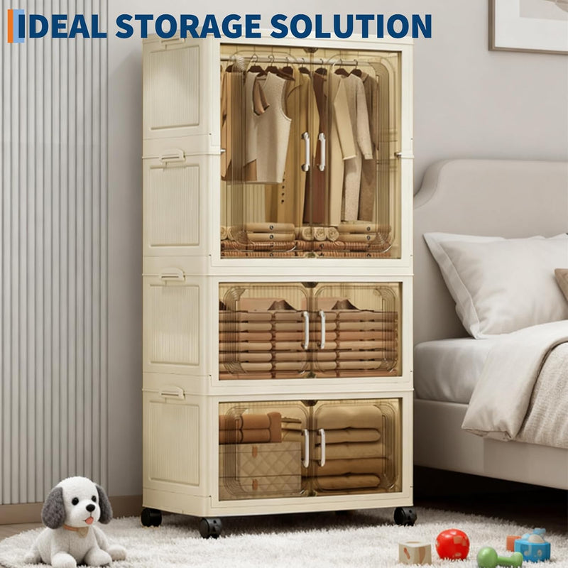 Portable Folding Wardrobe 1 Hanging + 2 Boxes