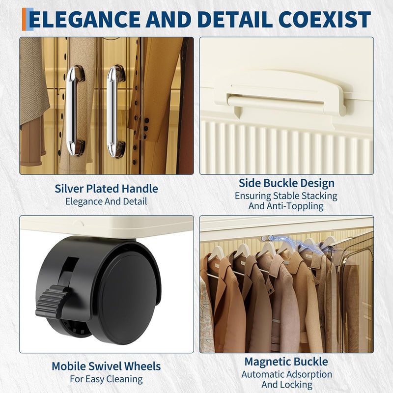 Portable Folding Wardrobe 1 Hanging + 2 Boxes