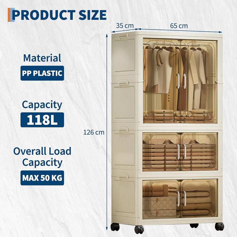 Portable Folding Wardrobe 1 Hanging + 2 Boxes