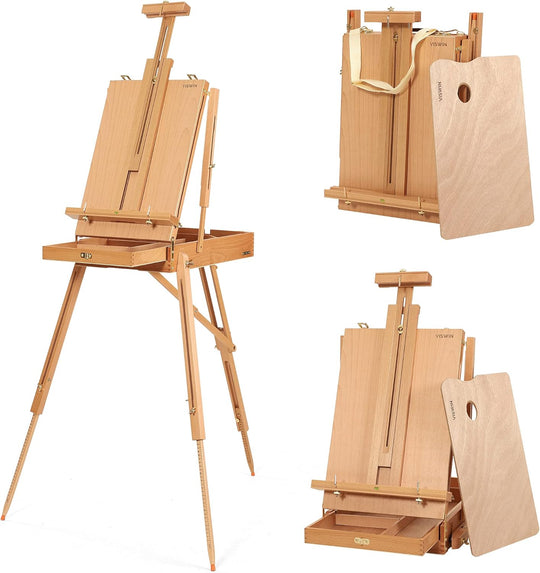 Portable French Easel for Painting with Palette Shoulder