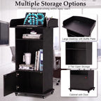 Portable Podium Stand with Adjustable Shelf Lockable Wheels