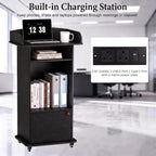 Portable Podium Stand with Adjustable Shelf Lockable Wheels