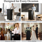 Portable Podium Stand with Adjustable Shelf Lockable Wheels