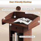 Portable Podium Stand with Adjustable Shelf Lockable Wheels