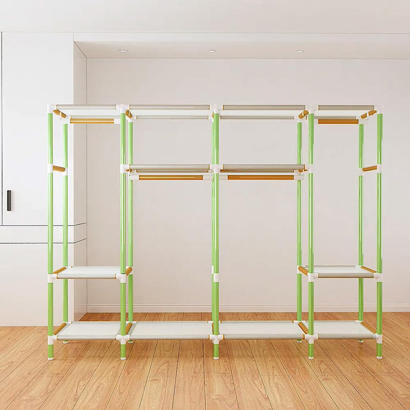 Portable Wardrobe Closet Storage Organiser Cloth Coloured Rods